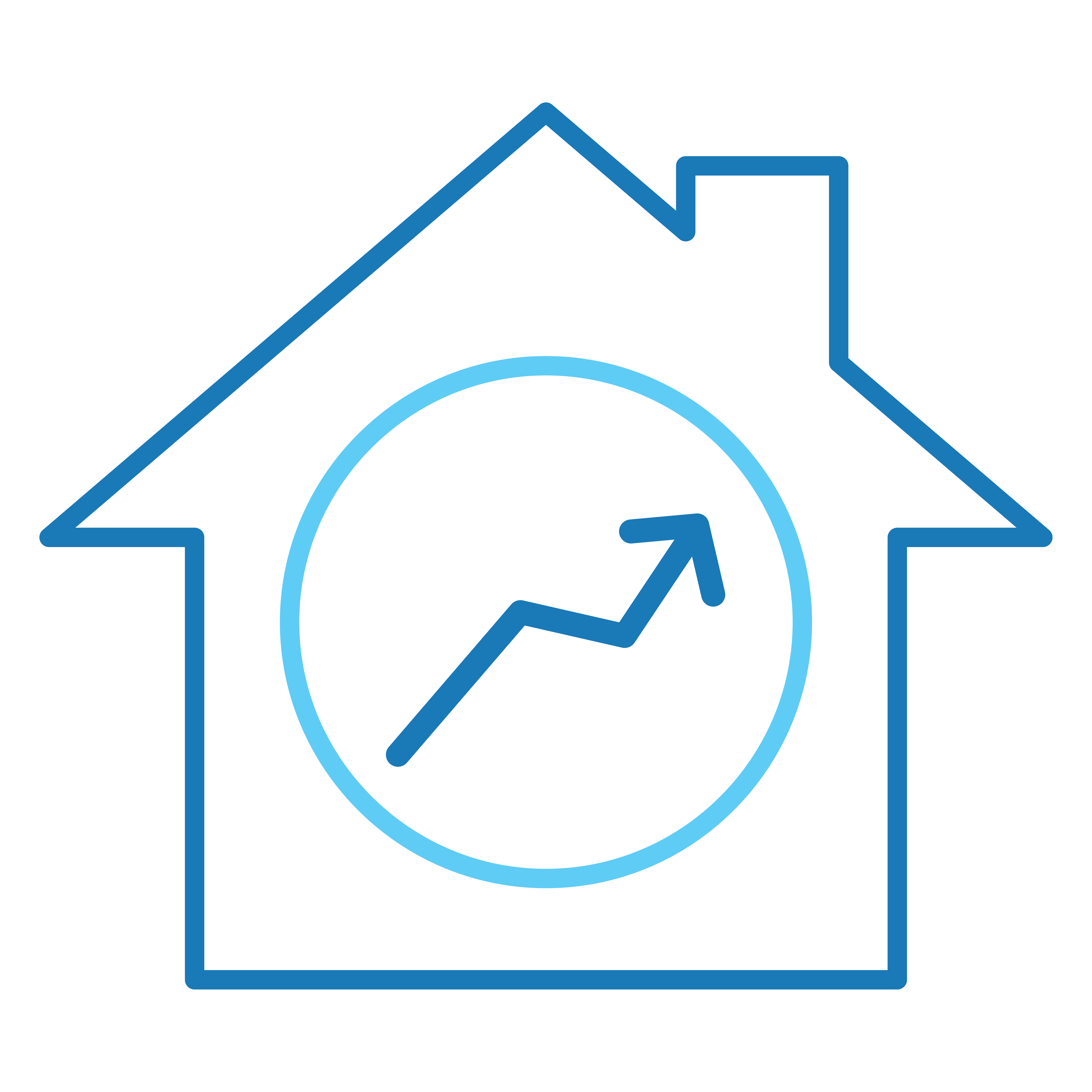 home icon with escalating arrow